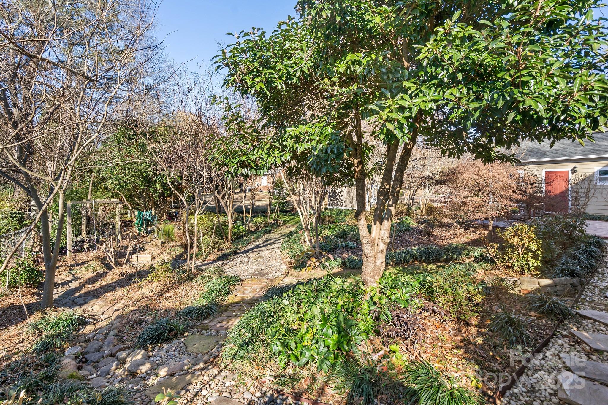 9211 Joyce Kilmer Drive Charlotte, NC 28213 - Photo 28 of 38 a backyard of a house with lots of green space