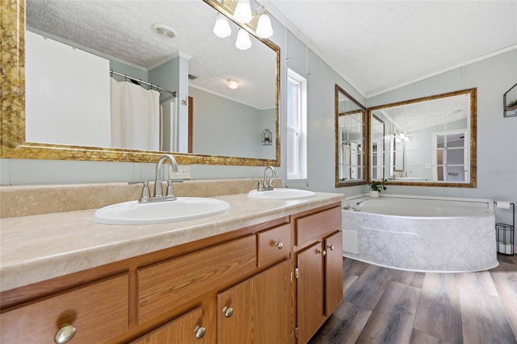 7119 Northeast 24th Loop High Springs, FL 32643 - Photo 16 of 35 a bathroom with a granite countertop sink mirror and bathtub