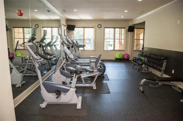 a view of a room with gym equipment