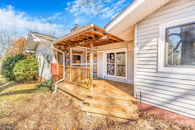 a view of a house with a large window