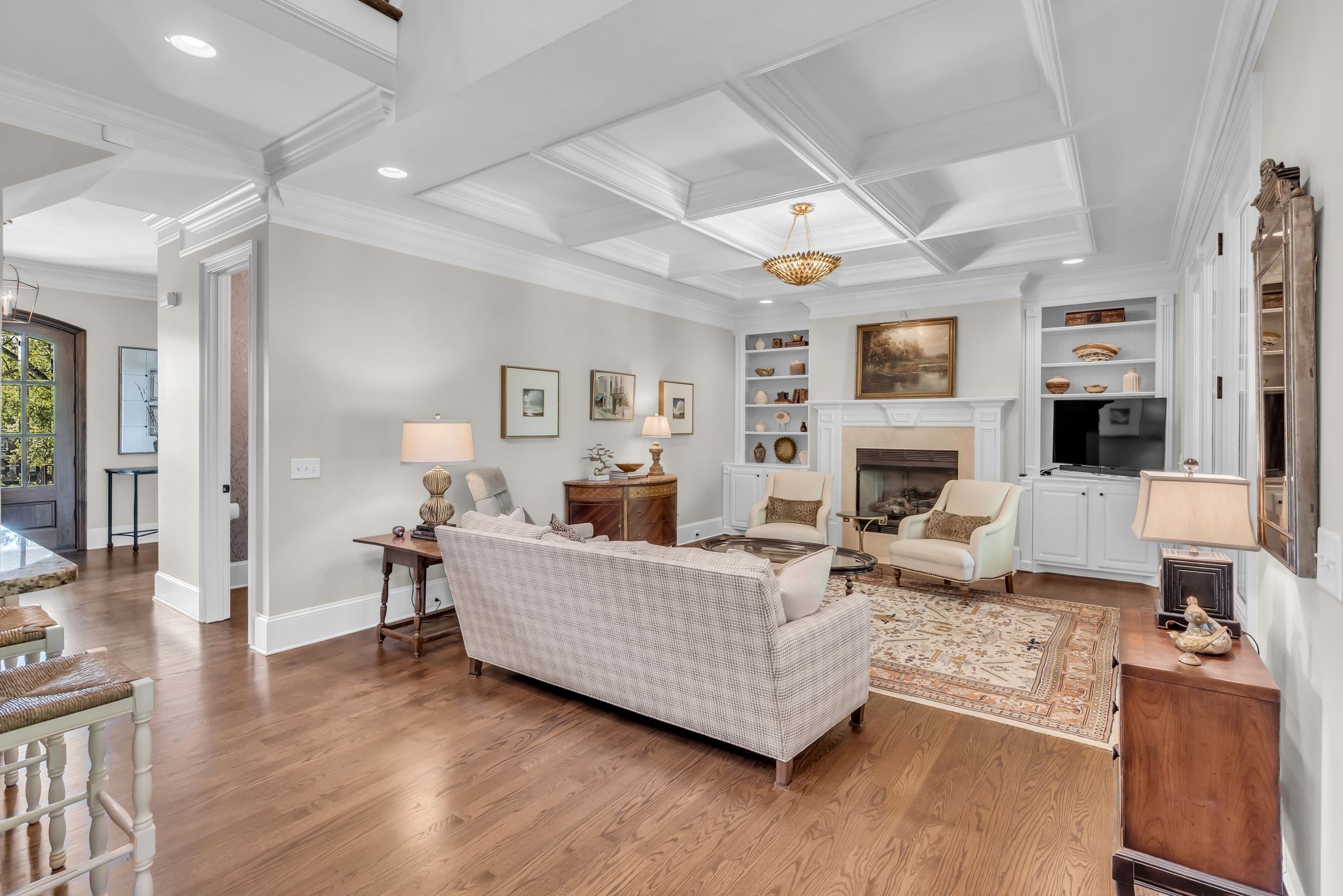 2449 Durham Manor Drive Franklin, TN 37064 - Photo 19 of 88 a living room with furniture and a fireplace