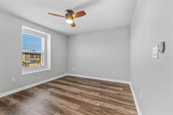 a view of a room with a window