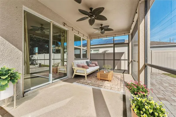 a balcony with view of outdoor space