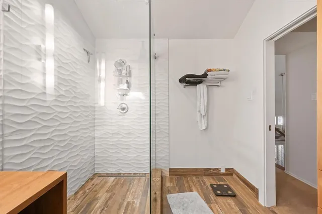 a bathroom with a shower