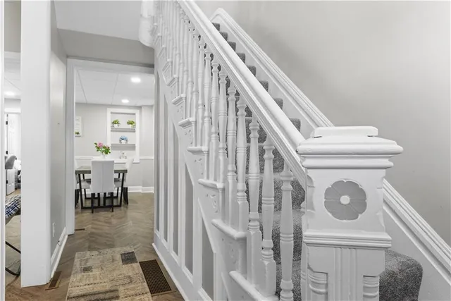 a view of hallway with washer and dryer