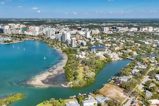 a view of a city with ocean