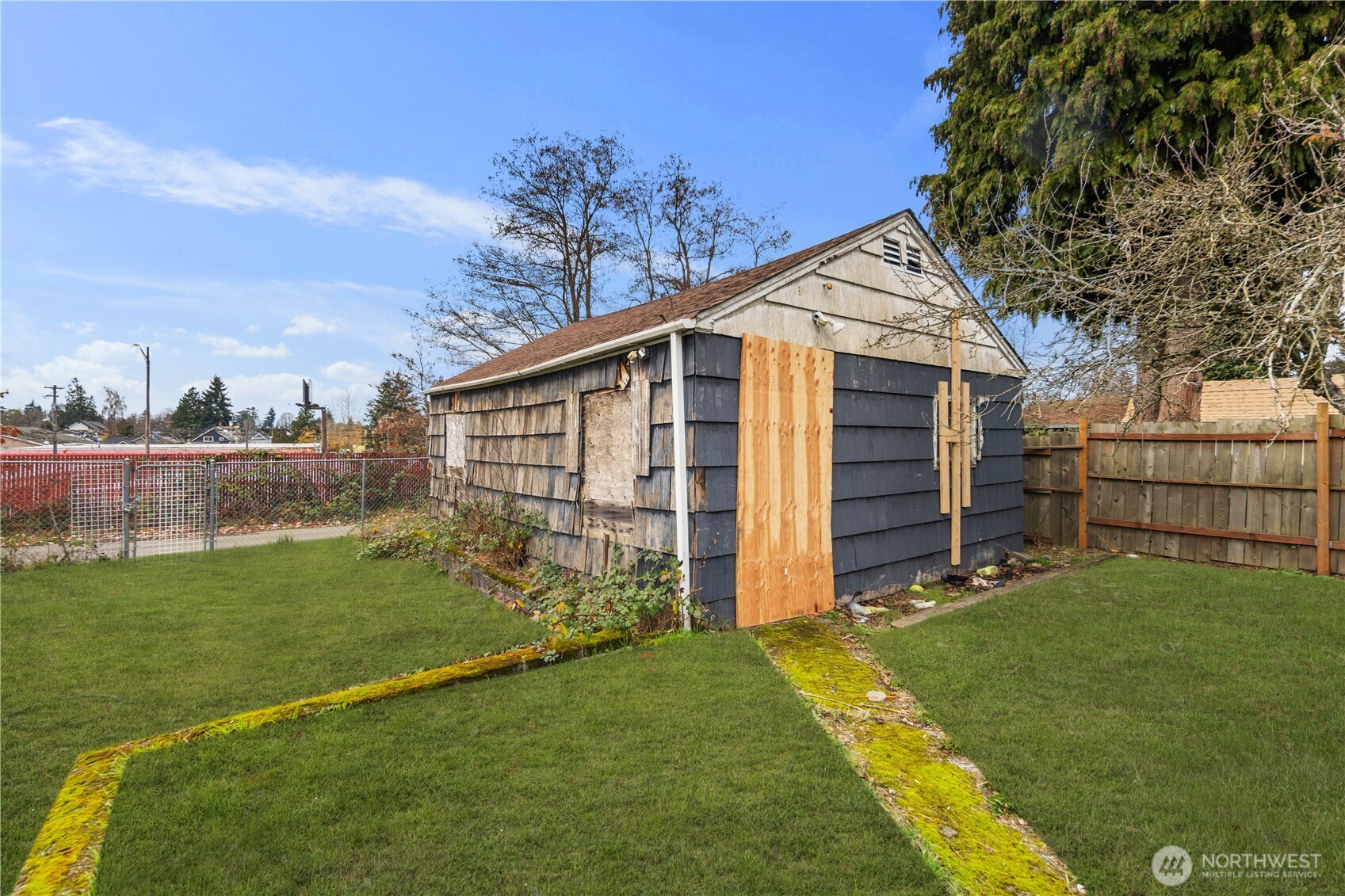 1218 South Ridgewood Avenue Tacoma, WA 98405 - Photo 17 of 24 a view of a backyard with plants and a large tree