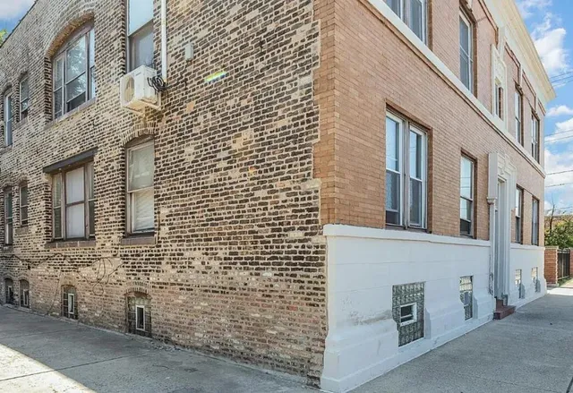 front view of a brick building