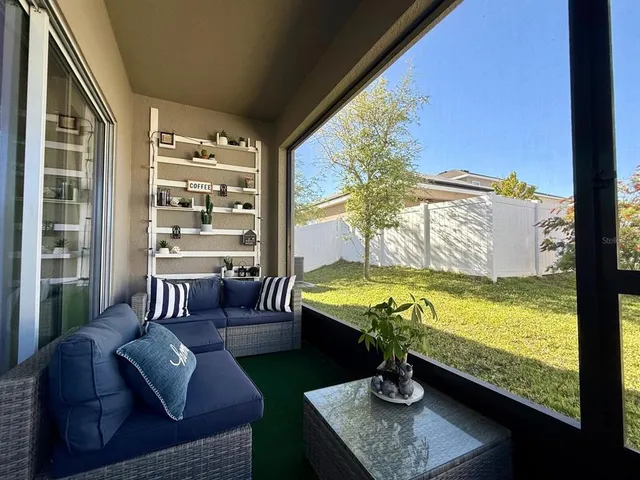 a living room with furniture