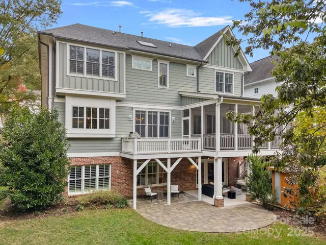 a view of a house with a large window