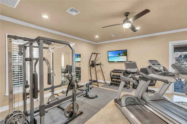 a view of a room with gym equipment