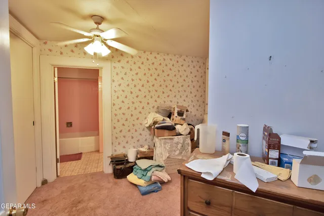 a bathroom with a shower and a toilet