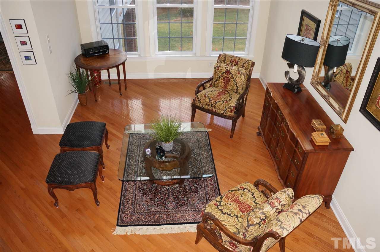 Looking down from the 2nd floor into the 2 story living room!