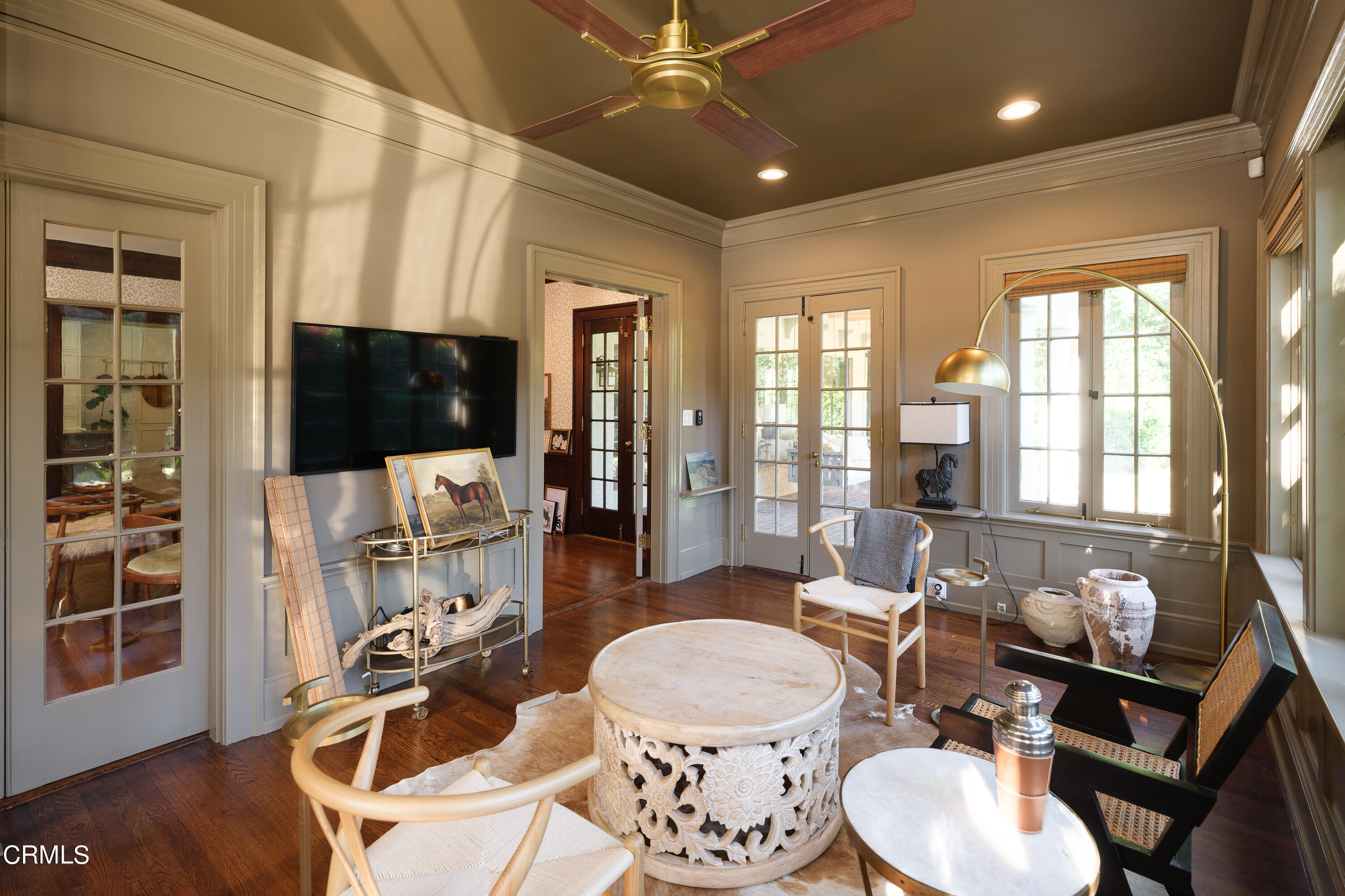 2709 Visscher Place Altadena, CA 91001 - Photo 25 of 75 a living room with furniture a flat screen tv and floor to ceiling window
