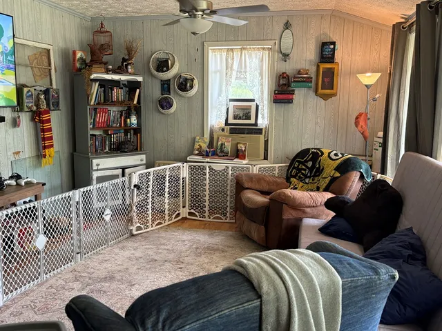 a living room with furniture