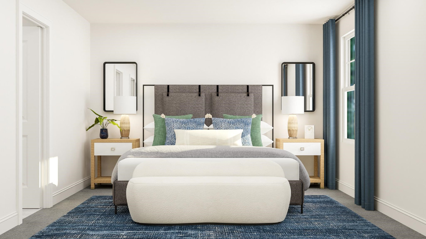 6209 Truxton Lane, Unit 1321 Raleigh, NC 27616 - Photo 18 of 23 a bedroom with a bed and wooden floor