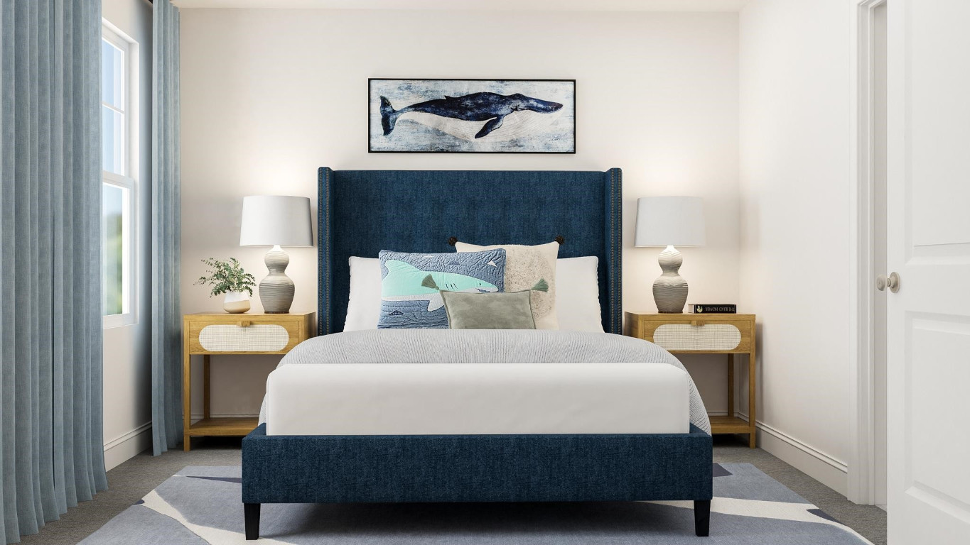 6209 Truxton Lane, Unit 1321 Raleigh, NC 27616 - Photo 5 of 23 a bedroom with a bed and glass wall