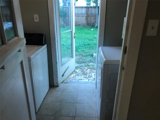 a view of a door and an entryway