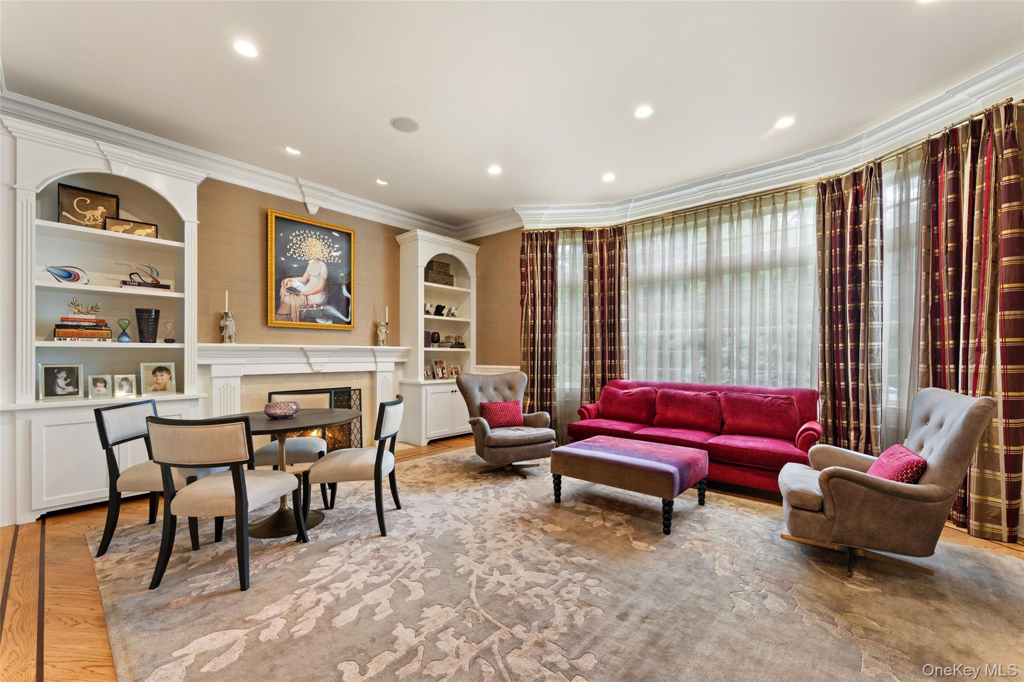 64 Stratton Road Scarsdale, NY 10583 - Photo 12 of 49 Living room with custom built in cabinetry