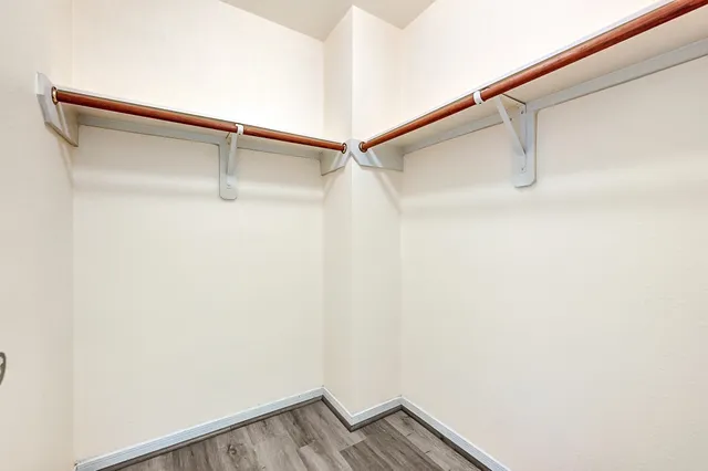 a view of a room with racks on the wall