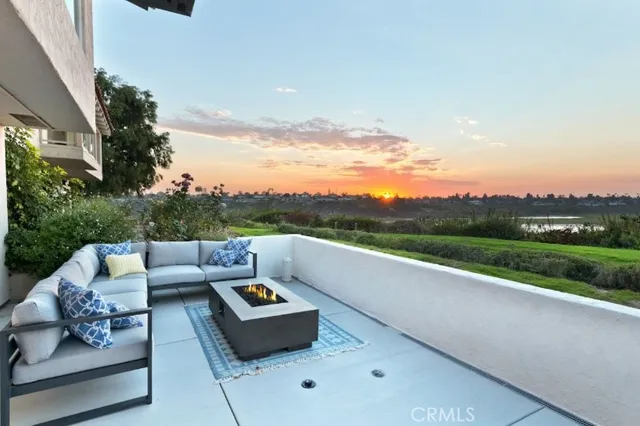a view of a terrace with couches and a table