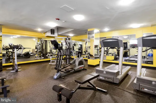 a view of a room with gym equipment