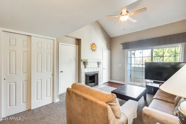 a living room with furniture