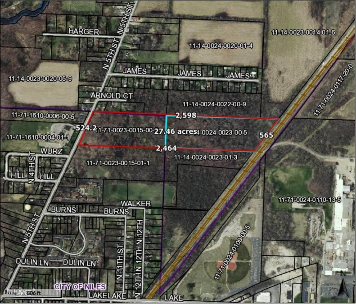 Vl North 5th Street Niles, MI 49120 - Photo 3 of 7 VL N 5th St BEACON acreage measurements-