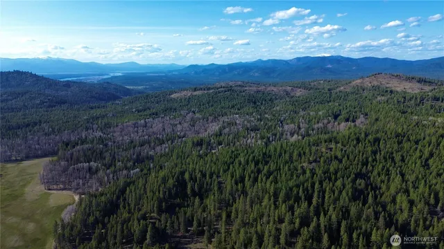 a view of a city with mountains in the background
