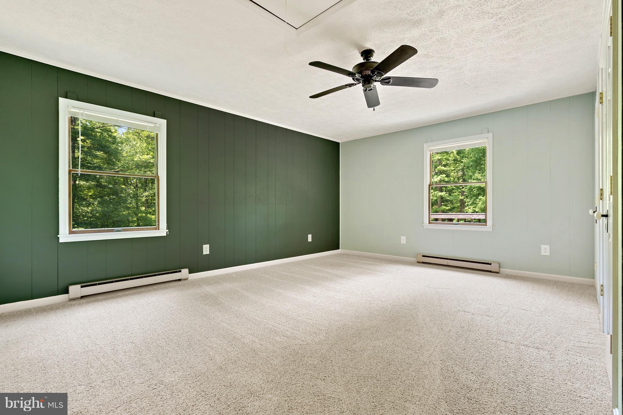 11320 Drogheda Mountain Road Rixeyville, VA 22737 - Photo 12 of 29 a view of a big room with windows and chandelier fan