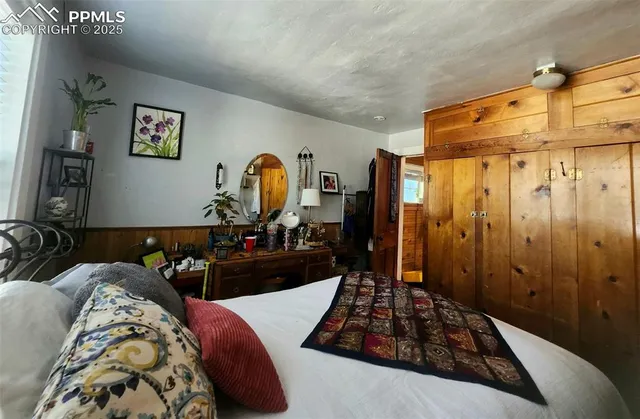 a bedroom with bed and a dresser