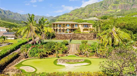 a view of swimming pool with a garden