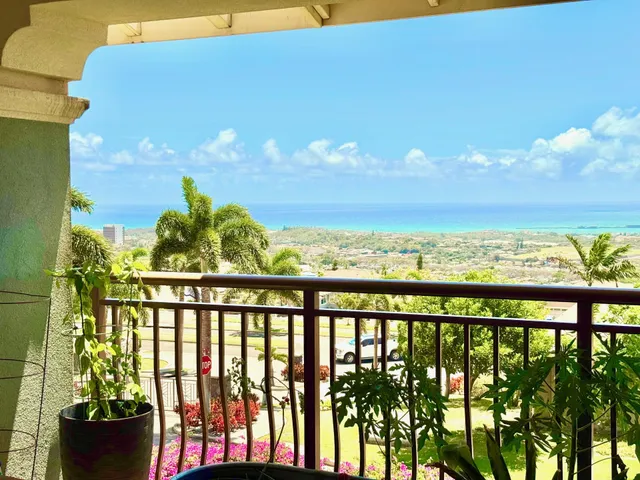 a view of ocean from a balcony