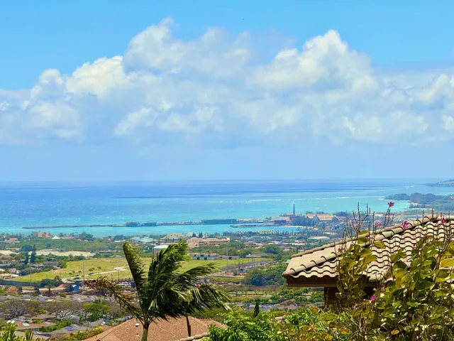 a view of a city with ocean