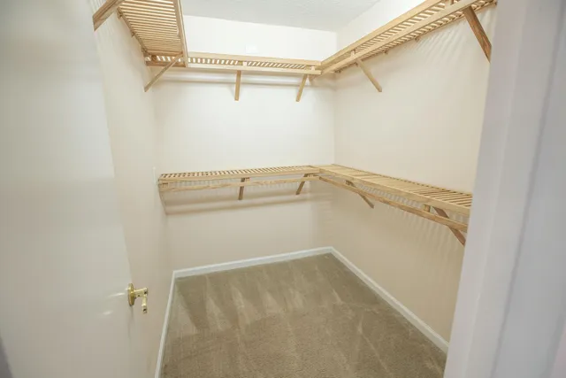 a view of a room with racks on the wall