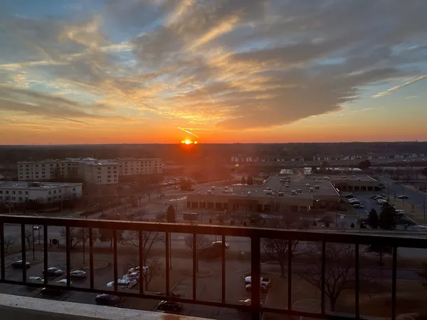 a view of city from a balcony