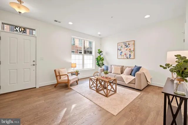 a living room with furniture