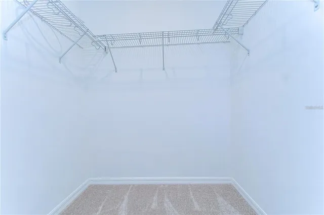 a view of a room with racks on the wall