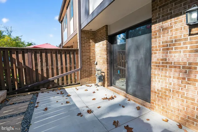 a view of balcony with wooden floor