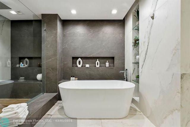 a view of a bathtub in a room