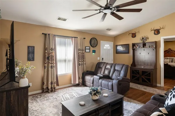 a living room with furniture