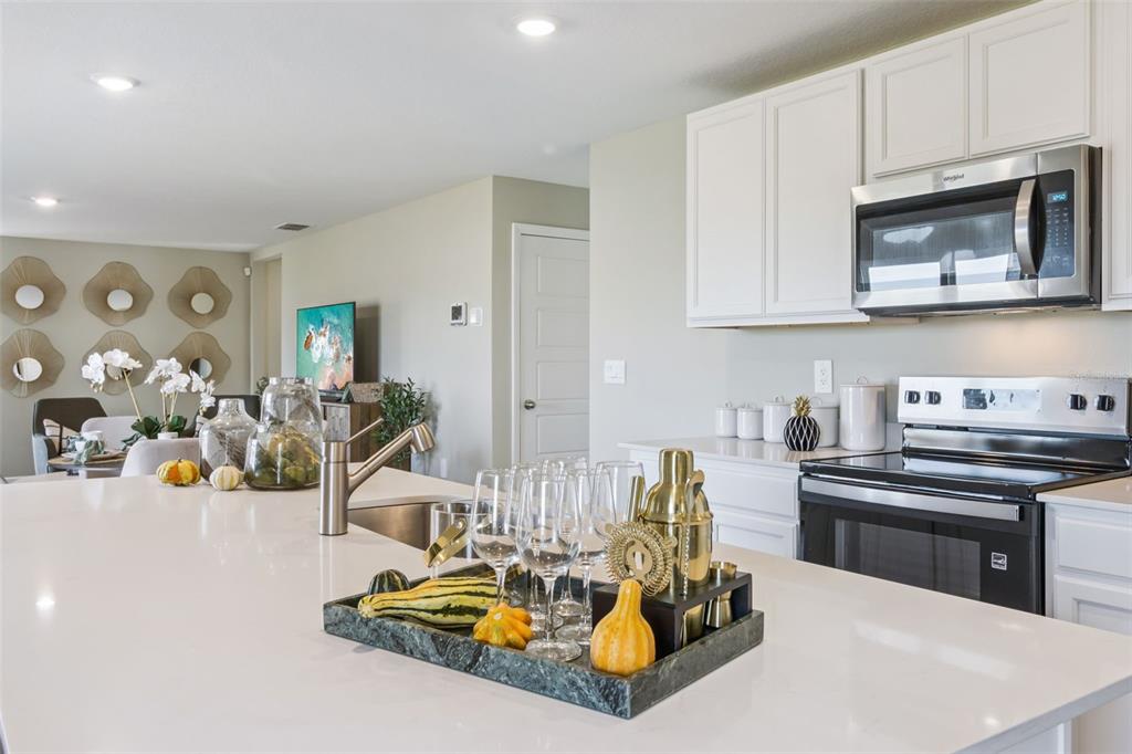 3437 Nettle Loop Tavares, FL 32778 - Photo 8 of 31 a kitchen with stainless steel appliances kitchen island granite countertop a sink and cabinets