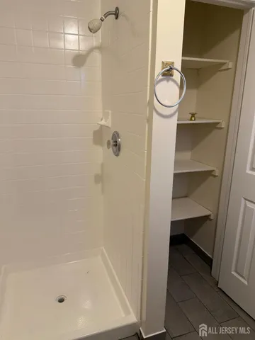 a bathroom with a bathtub
