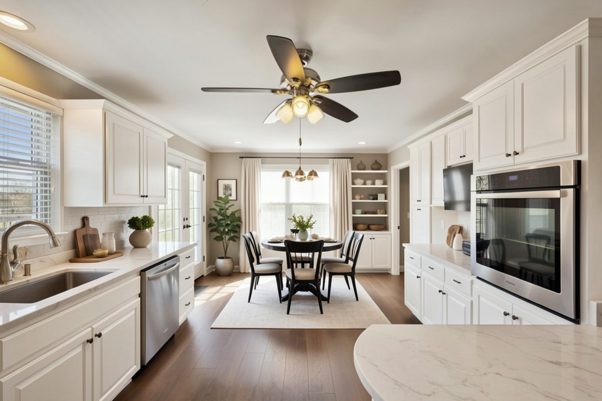 6580 Burkitt Road Antioch, TN 37013 - Photo 12 of 62 a kitchen with stainless steel appliances a dining table chairs and white cabinets