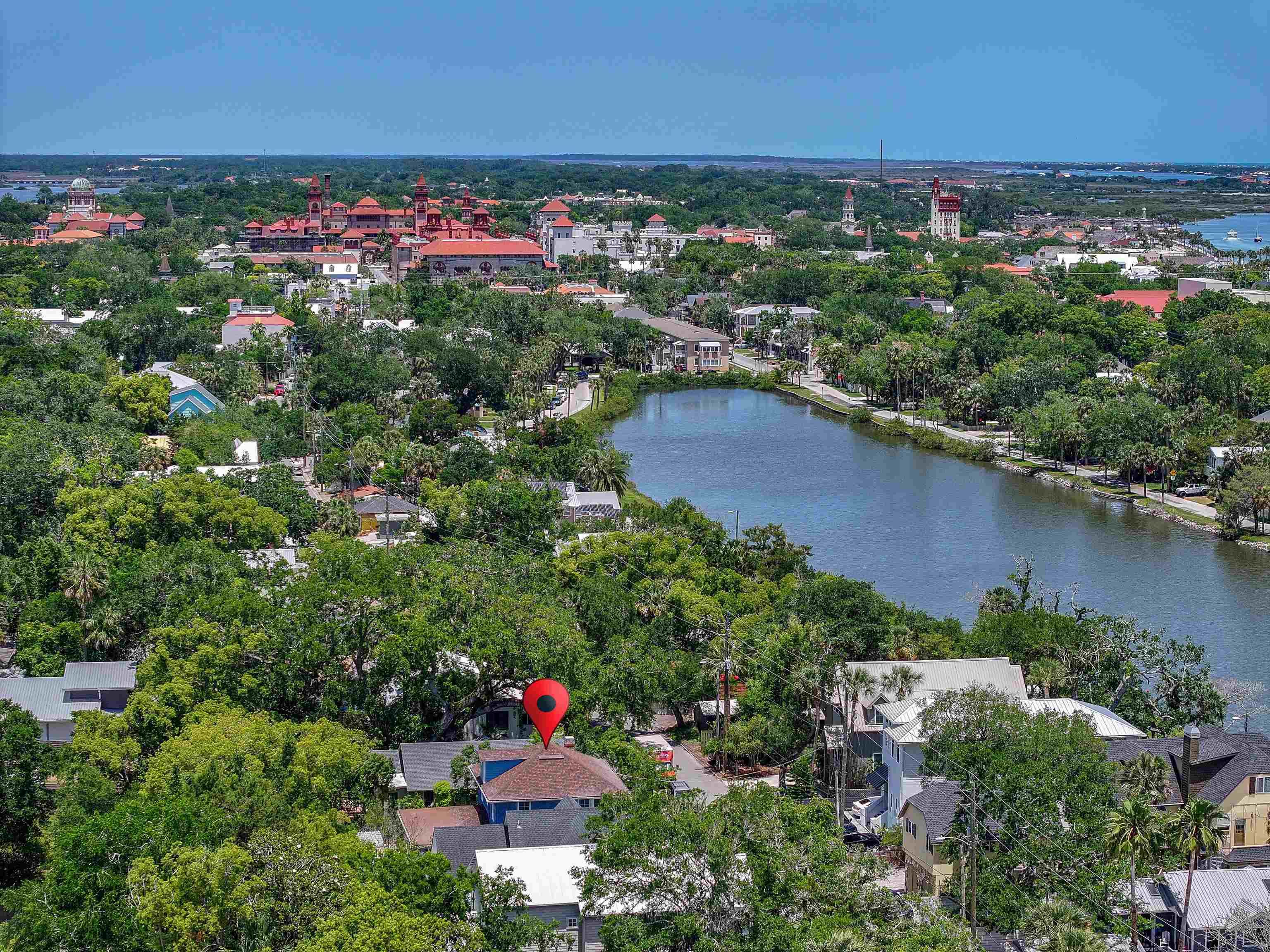142 Washington Street St. Augustine, FL 32084 - Photo 11 of 53 an aerial view of residential houses with outdoor space and trees