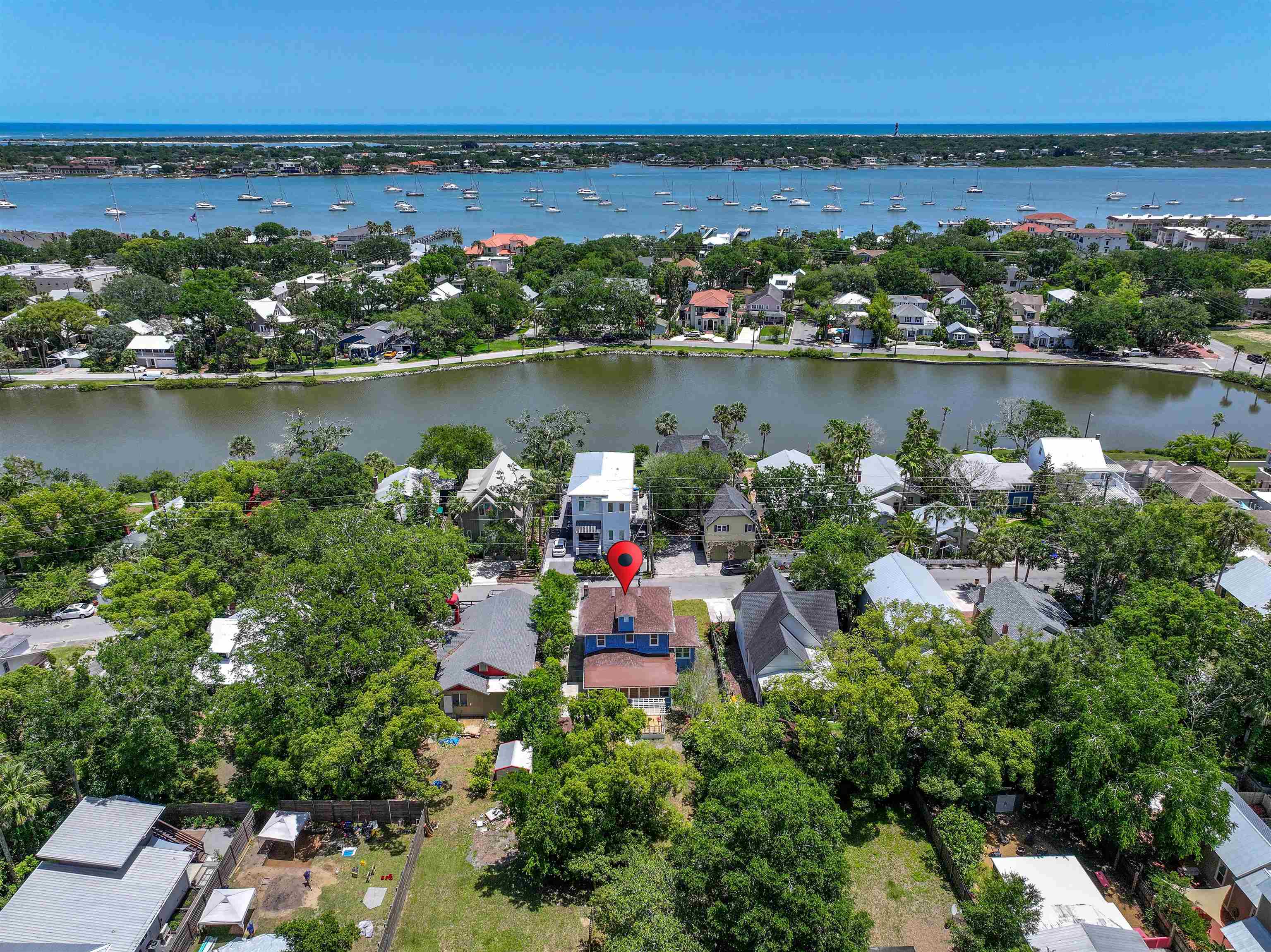 142 Washington Street St. Augustine, FL 32084 - Photo 12 of 53 an aerial view of a houses with outdoor space and lake view
