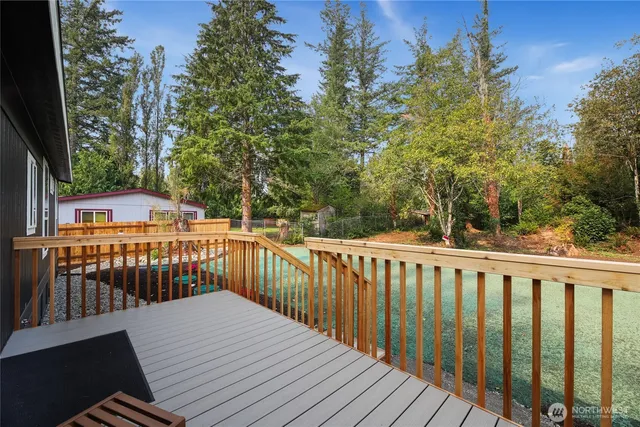a view of a wooden roof deck