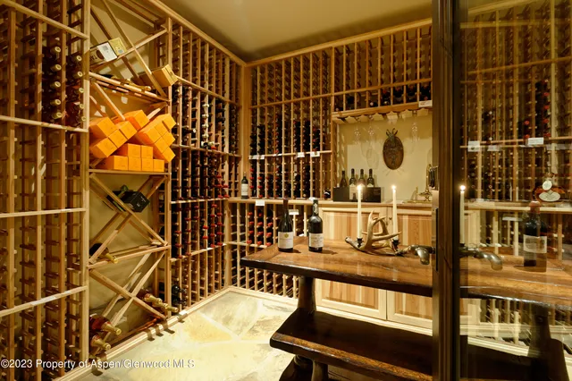 a living room with a couch and a potted plant on a wall