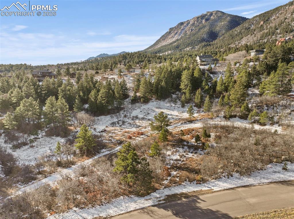 4549 Redstone Ridge Road Monument, CO 80132 - Photo 48 of 50 a view of a dry yard with mountains in the background