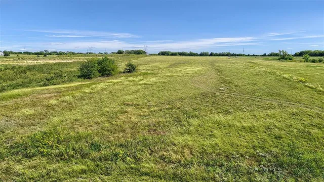 a view of a field with an ocean